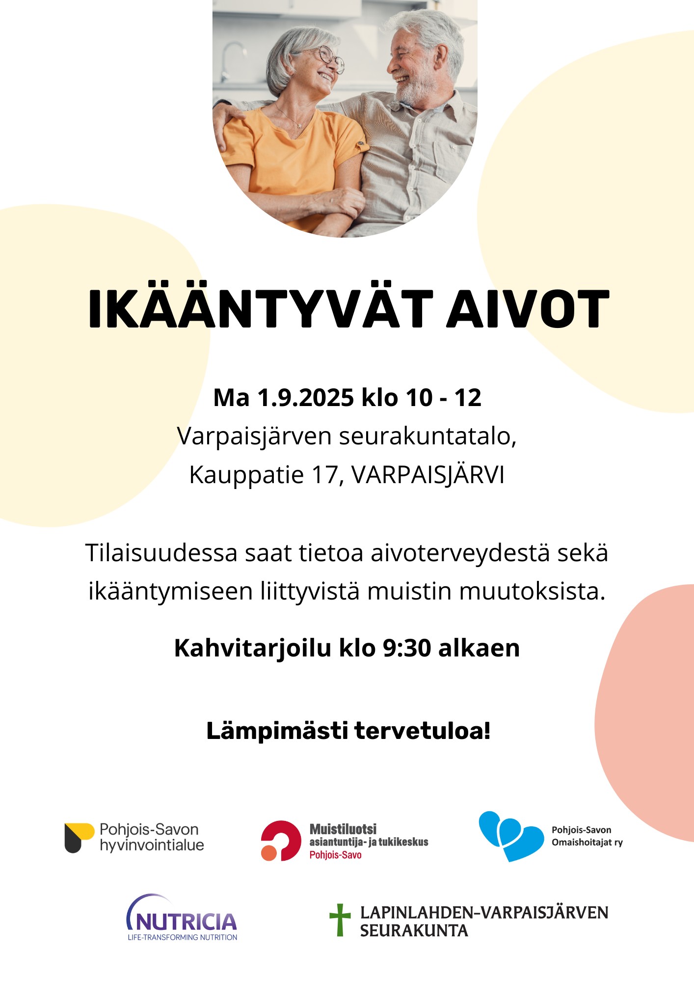 Ystäväkerho ja Ikääntyvät aivot- tilaisuus Ikääntyvät aivot esite
