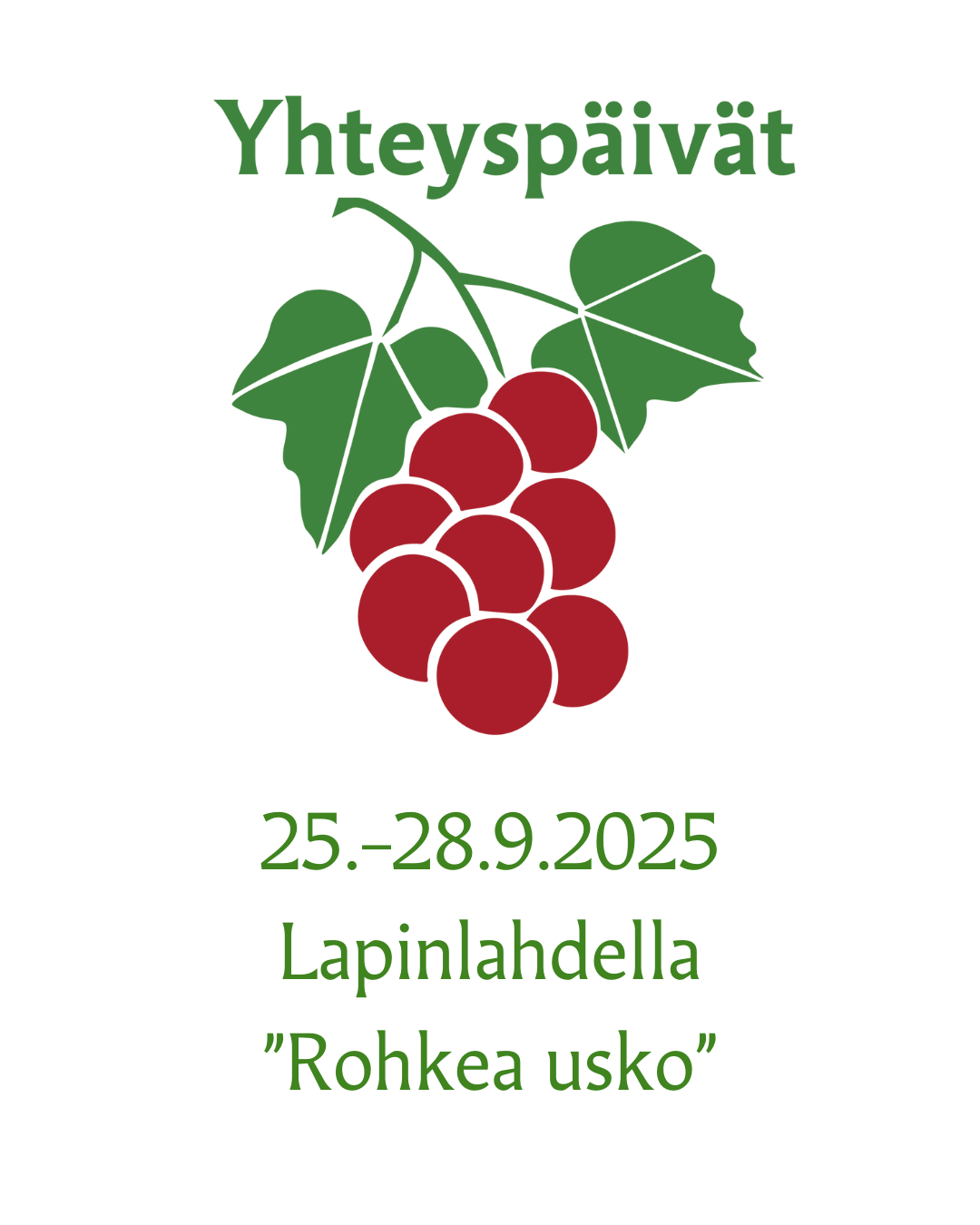 Viinimarjaterttu ja lehdet, teksti Yhteyspäivät 25.-28.9.2025 Lapinlahdella