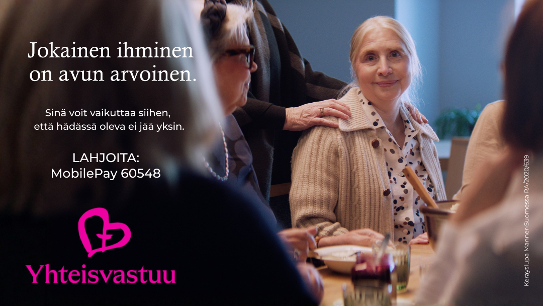 Iäkäs ihminen ympärillää auttavia käsiä.